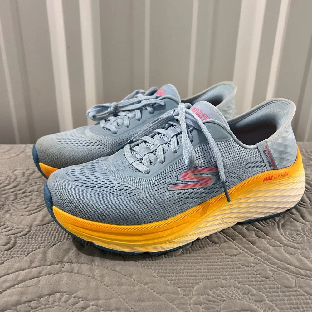 Skechers Slip-ins GO RUN Max Cushioning Elite Blue Orange Womens size 8